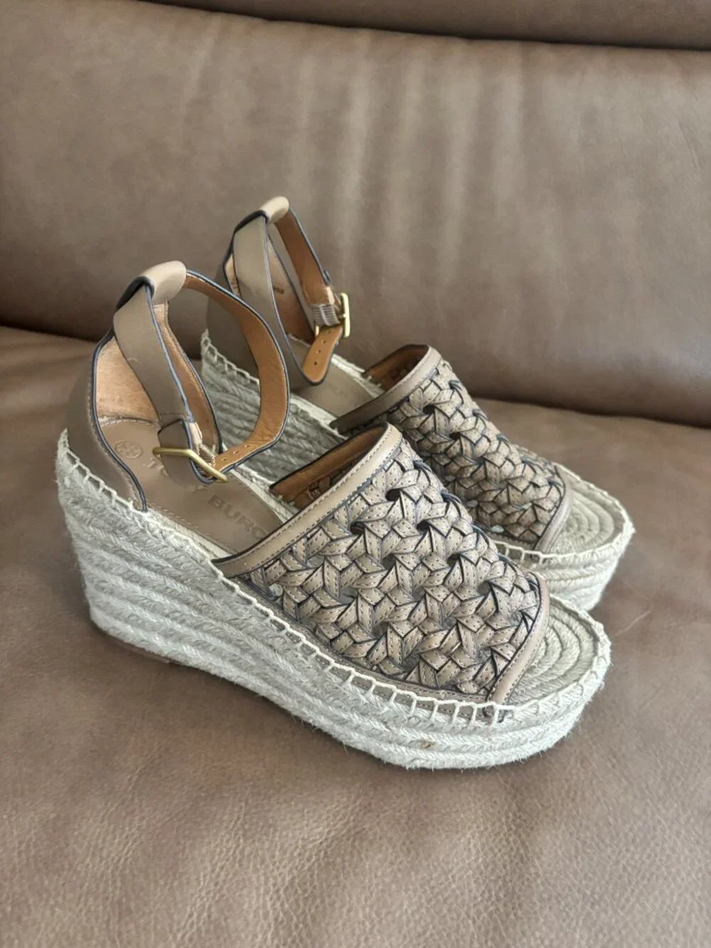 Tory Burch Women's Basket-Weave Espadrille Wedge Size 6.5